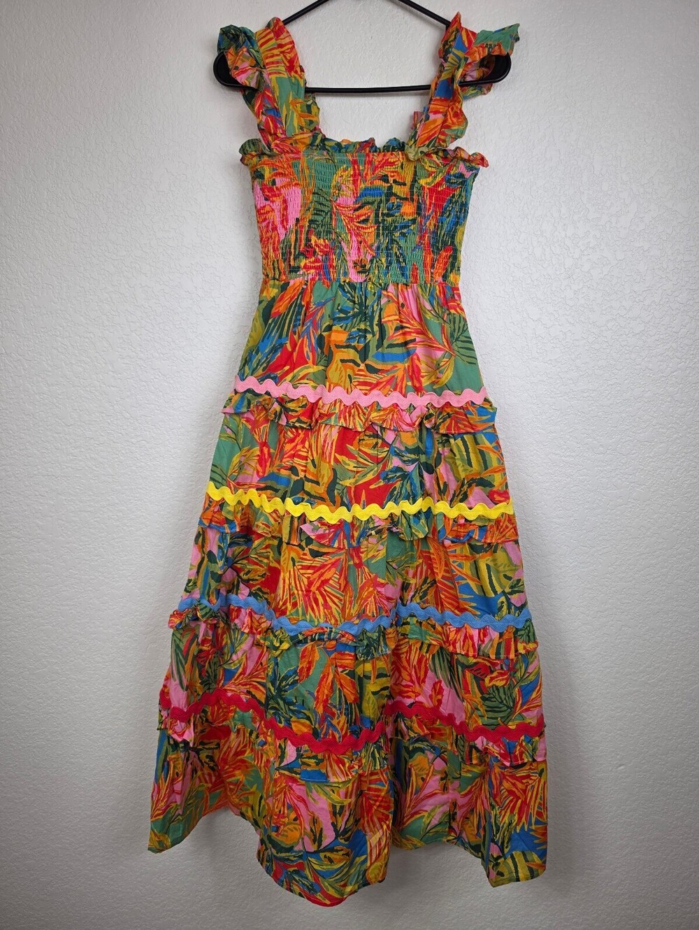 Anthropologie j.marie Small Colorful Ruffled Cotton Dress